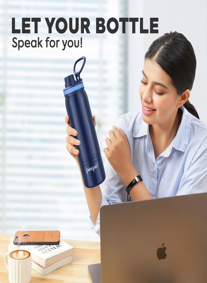 Pexpo Alaska 900 PU Insulated Water Bottle for Adult - 700ml | Sipper Cap | Warm and Cold | Leakproof & BPA Free| Carry Loop | for School, Sports, Travel, Picnic, Yoga, Outdoor Sports - Blue - Image 3